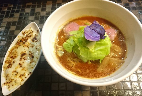 「海老リッチらーめん 焼きチーズ飯」@らーめん 五ノ神製作所の写真