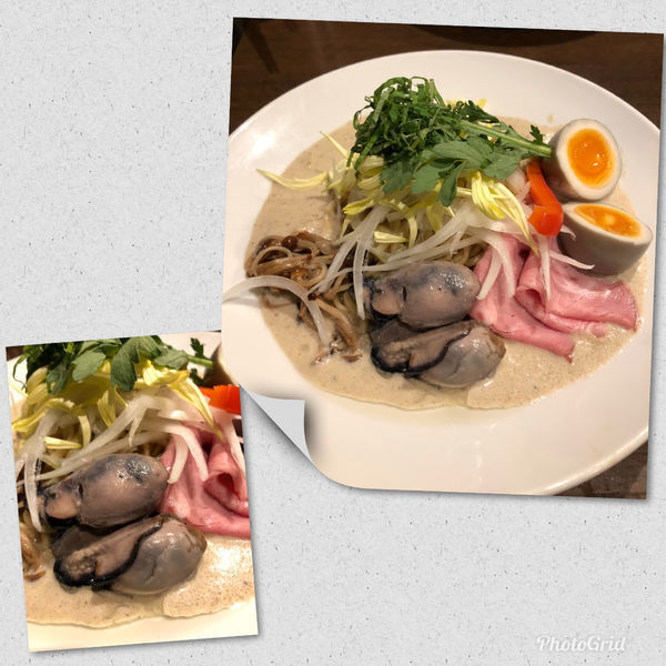 「焦がし醤油と牡蠣のクリーム油そば ¥1000」@八咫烏の写真