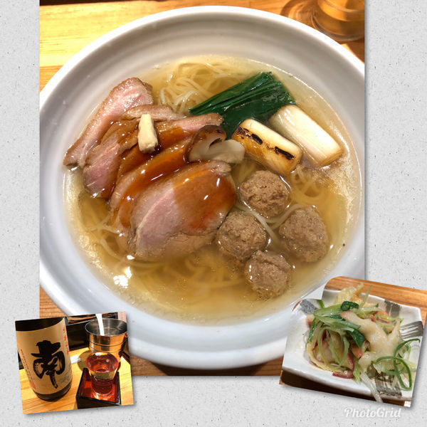 「[限定] 塩鴨なんば (鴨増し) ￥1600 with 冷酒」@ラーメン 巌哲の写真