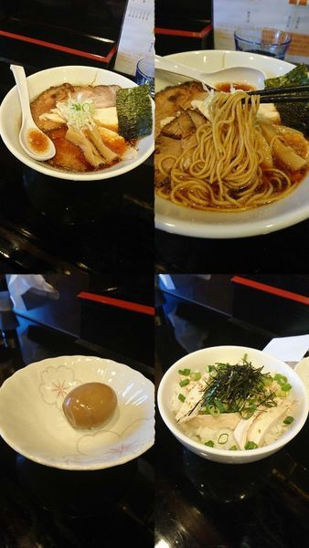 「『醤油チャーシューめん+鶏梅丼+煮玉子』」@麺屋 千とせの写真