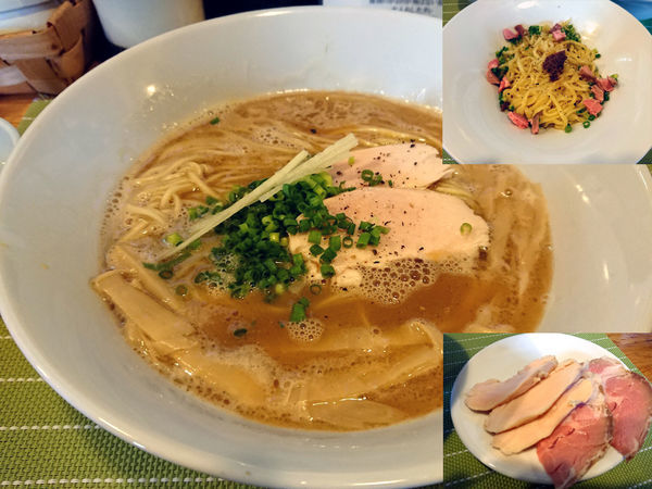 「生姜鶏そば+チャーシュー+海老玉」@中華蕎麦 はざまの写真