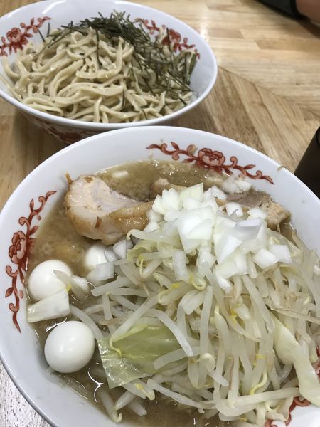 「つけ麺　ウズラ　玉ねぎ　野菜増し」@ラーメン 登良治郎の写真