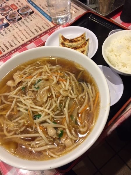 「もやしラーメン定食　ランチ価格750円」@ラーメン王の写真