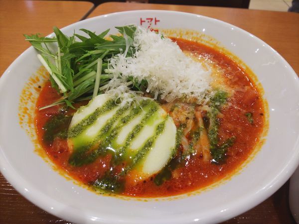「濃厚トマトスープ麺 （無料)麺大盛」@トマトの花 イオンモール日の出店の写真