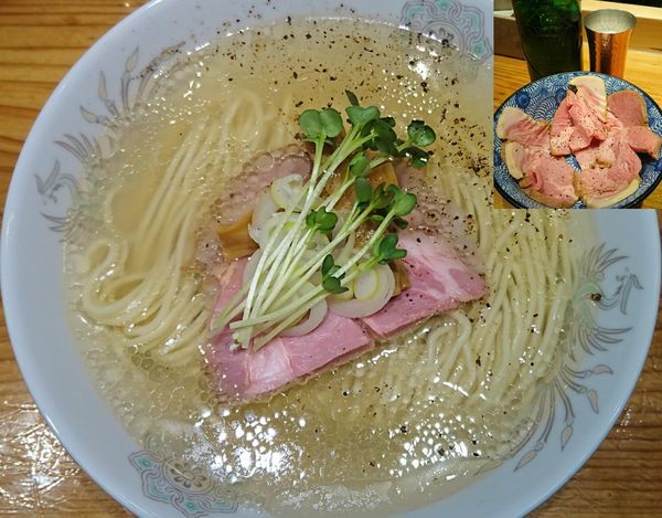 「塩そば￥650＋焼豚￥300＋瓶ビール￥500＝￥1450」@麺屋 坂本01の写真