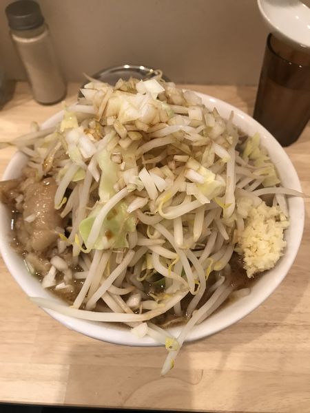「ラーメン、ヤサイ、ニンニク、アブラ、生卵」@ラーメン 他力也の写真