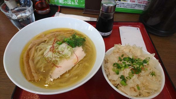 「『ランチおやこセット(￥850)』を塩味&平打風麺に変更」@麺や 流れ星の写真