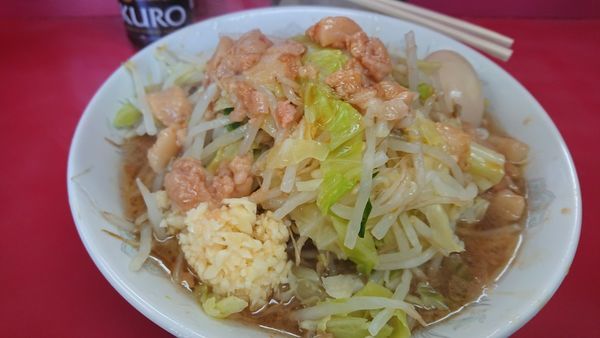 「小豚　コール全部　味玉」@ラーメン二郎 環七一之江店の写真