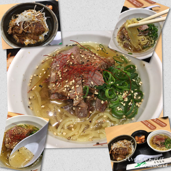 「ハーフ冷やし牛麺とジンギスカン丼セット 1200円」@マルハのカルビ丼 ららぽーと富士見店の写真