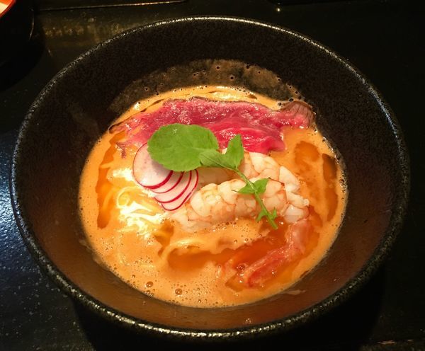 「赤エビのパッサート【限定】 1400円」@麺s慶の写真