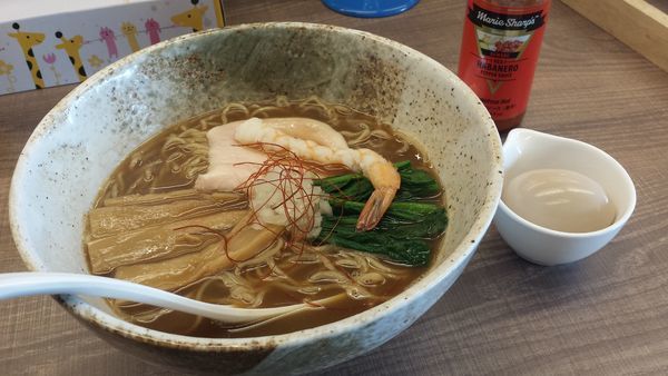 「【限定】アカエビ中華そば900円クーポン味玉」@東大和ラーメン大冬樹Season2の写真