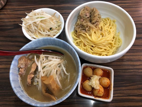 「味噌つけ麺   麺1玉、チンピラ玉子、野菜大盛 ¥980」@味噌麺処 花道庵の写真