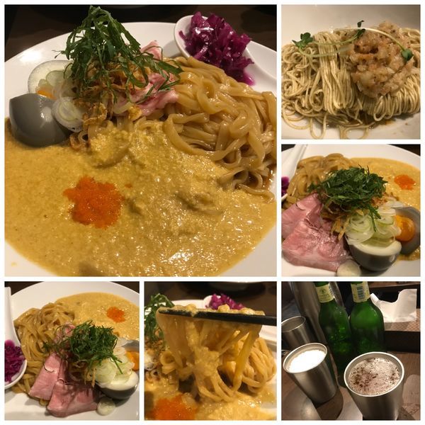 「【限定】雲丹の油そば 1000円 鮭の和え玉 ビール」@八咫烏の写真