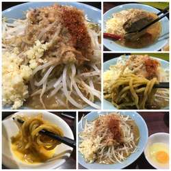 小ラーメン 750円 生卵50円 ヤサイ少なめアブラマシ