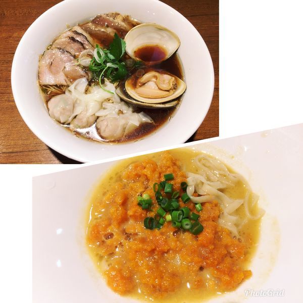 「【2周年記念限定麺】活はまぐりとイベリコ豚のワンタン麺  他」@寿製麺よしかわ 川越店の写真