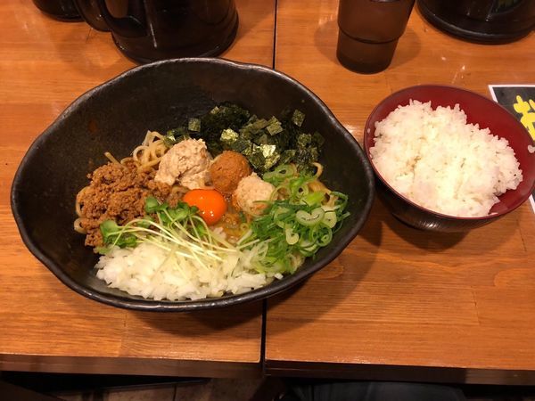 「カレーまぜそば+無料ライス中」@まぜそば専門店 仁の写真