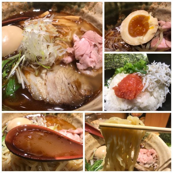 「味玉焼きあご塩らー麺 明太子しらす丼セット 1220円」@焼きあご塩らー麺 たかはし 新宿本店の写真