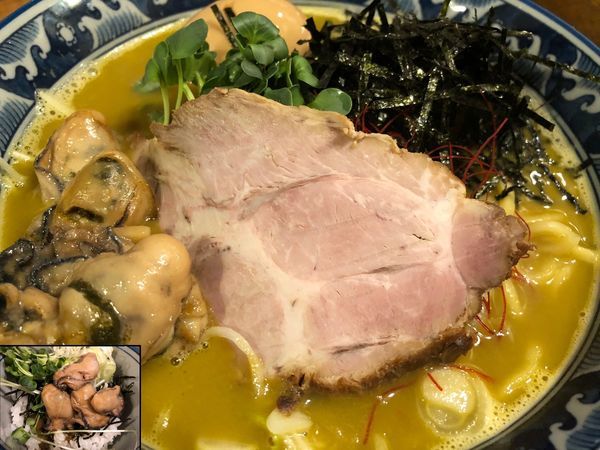 「佐市麺＋追加牡蠣＋牡蠣めし」@麺や佐市の写真