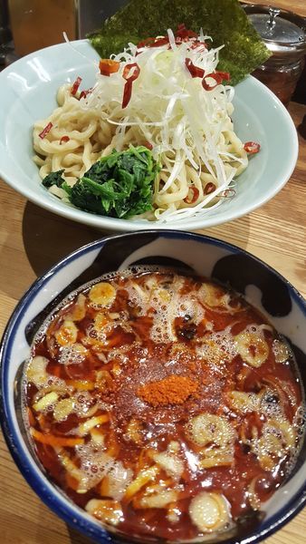 「地獄つけ麺並盛中辛」@鶴一家の写真