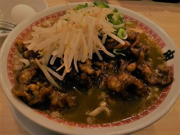 「肉汁麺　レベル１（１３０ｇ）　＋肉１００ｇ：㋚券　＋玉子：㋚」@肉汁麺ススム 秋葉原本店の写真