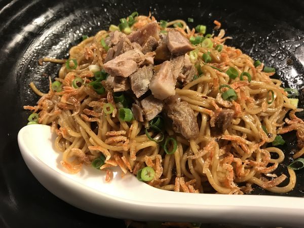 「【気まぐれ限定】海老まぜそば 700円 他」@花笑み中華そば かれんの写真