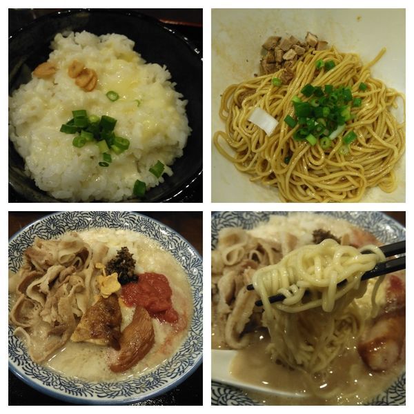 「鶏白湯pizza noodle＋鶏油麺（醤油）＋半ライス」@麺処 いぐさの写真