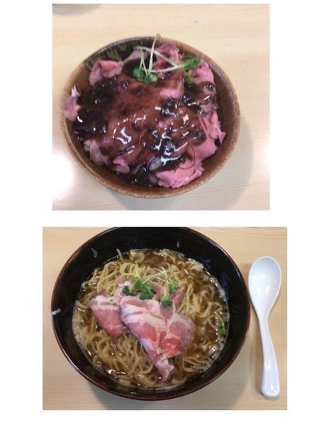 「煮干しラーメン青+ローストビーフ丼小」@煮干ラーメンとローストビーフ パリ橋の写真
