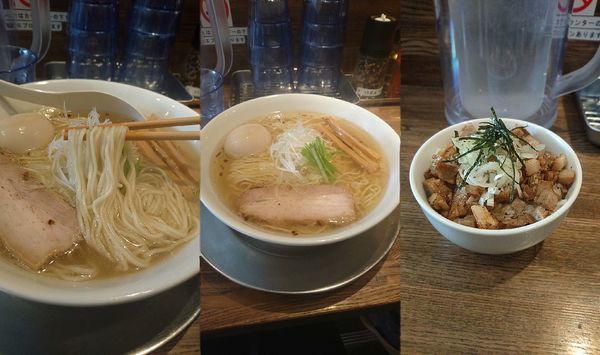 「味玉汐の旨味ソバ+ブタめし(￥880+300)」@Tomboの写真