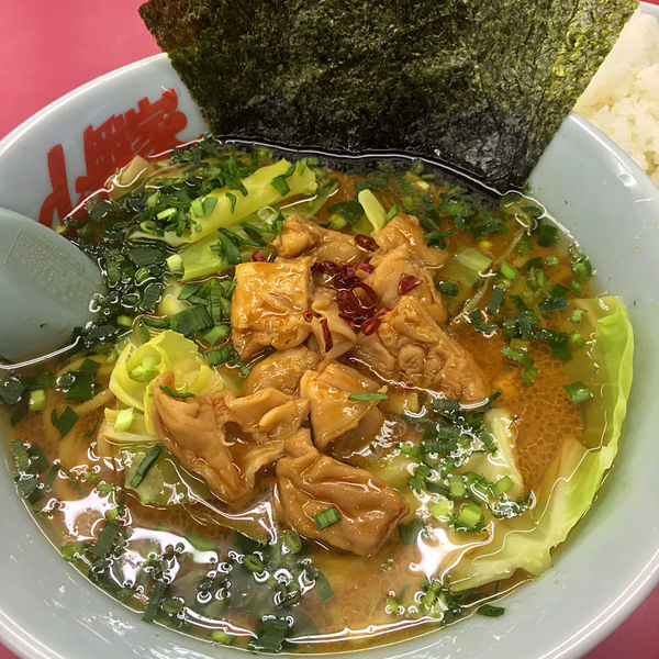 「極旨もつ味噌ラーメン 半ライスセット　1,000円」@ラーメン山岡家 足利店の写真