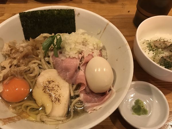 「牡蠣味噌と鰯の和えそば」@麺屋 ひな多の写真