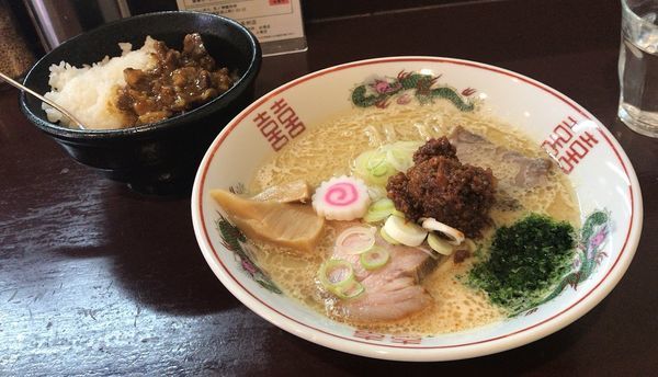 「山形みそ中華 辛味のっけ(限定)＋精肉店のカレーライス」@らーめん 五ノ神精肉店 煮干し編の写真