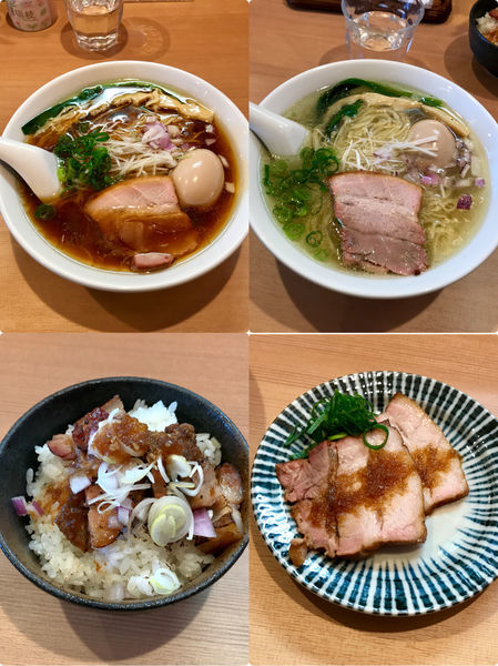 「味玉醤油ラーメン 味玉塩ラーメン 炙り丼」@支那蕎麦屋 藤花の写真