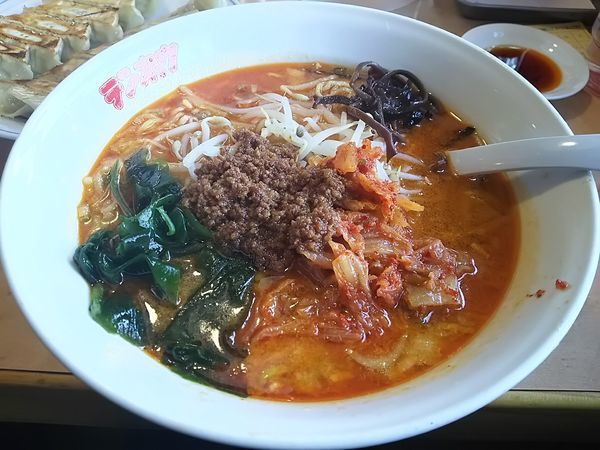 「辛口タンタンメン＋ぎょうざセット　（麺大盛り）」@テンホウ 松本渚店の写真