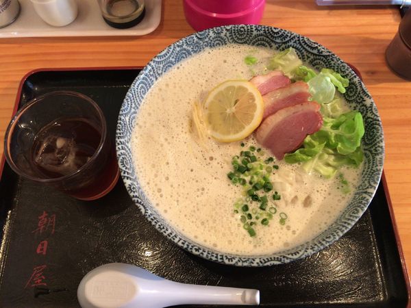 「鶏そば(鴨スモーク添え)」@朝日屋の写真