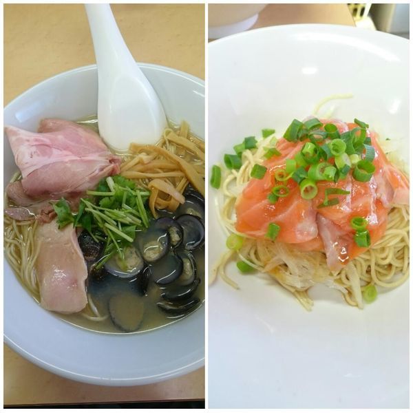 「煮干ししじみそば+サーモンそば」@中華そば よしかわの写真