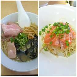 煮干ししじみそば+サーモンそば