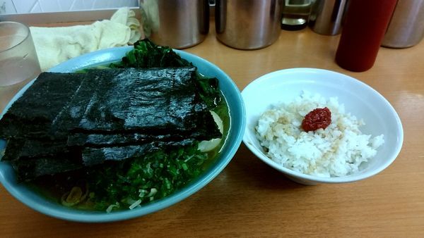 「らすた麺大盛ほうれん草増しサービス中ライス」@極楽汁麺 らすたの写真