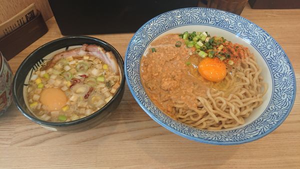 「【限定】かま玉つけそば 980円 + 豚ばらごはん 300円」@中華そば専門 とんちぼの写真