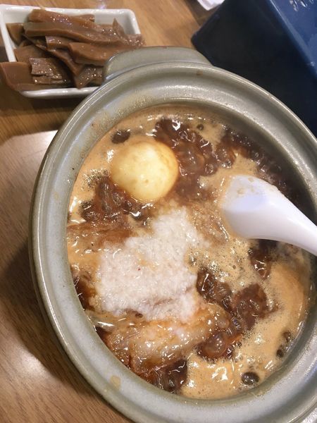「土鍋ラーメン麺半分(950円)メンマ(150円)ネギ抜き」@韃靼ラーメン 一秀の写真
