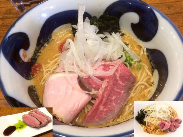 「雲丹と煮干しそば（850円）＋鴨肉（250円）＋α」@中華そば 先崎の写真