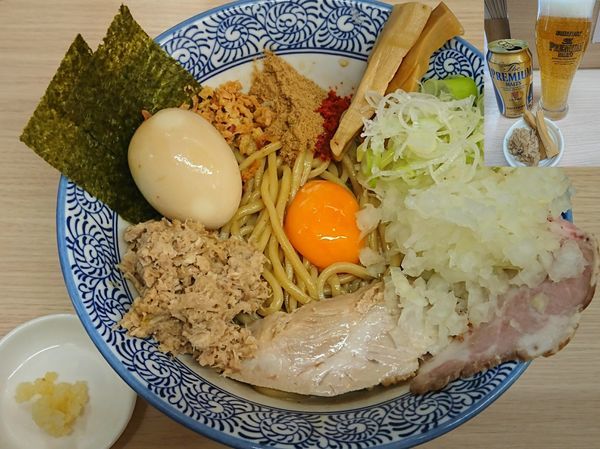 「まぜそば￥850＋缶ビール￥380＝￥1230」@狼煙 大宮店の写真