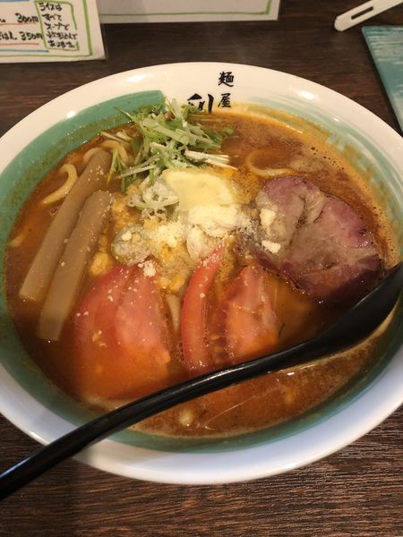 「トマトらぁめん」@自家製麺 麺屋 利八の写真