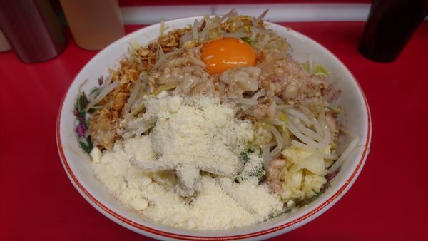 「汁なし(麺硬･アブラ･ニンニク)+粉チーズ」@ラーメン二郎 湘南藤沢店の写真