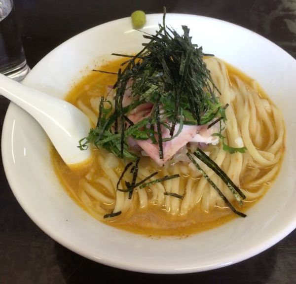 「限定雲丹そば（平打ち麺900¥）」@と多゛食堂の写真