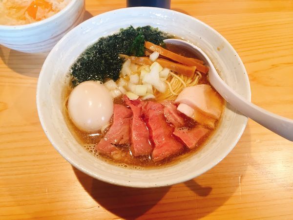 「特製煮干しらぁ麺、味付き替え玉、卵かけご飯」@麺屋 さくら井の写真