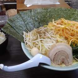 ラーメン＋野菜盛り＋ネギ＋大盛＋ライス(750円)