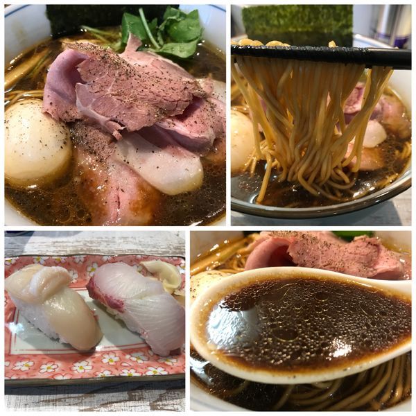 「【気まぐれ限定】四つ葉ブラック 850円 握り寿司 350円」@中華そば 四つ葉の写真