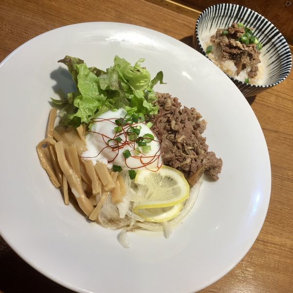 「【限定Ａ】和牛時雨煮のまぜそば (牛めし付) ￥900」@寿製麺よしかわ 川越店の写真