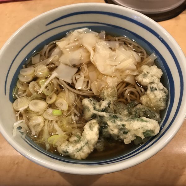 「【季節限定】甘皮筍とたらの芽天そば（￥480）」@しぶそば 蒲田店の写真