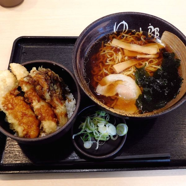 「中華そばとり舞茸天丼セット(650円)」@ゆで太郎 西橋本店の写真